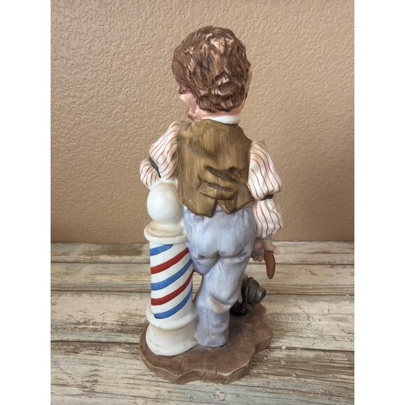 1988 Lefton Colonial Village Barbershop 06501 Lighted Bldg w/Cord + 2 Figurines - Picture 10 of 15